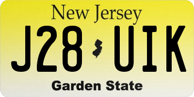NJ license plate J28UIK