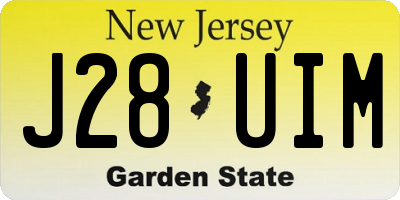 NJ license plate J28UIM