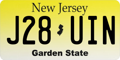 NJ license plate J28UIN