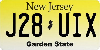 NJ license plate J28UIX