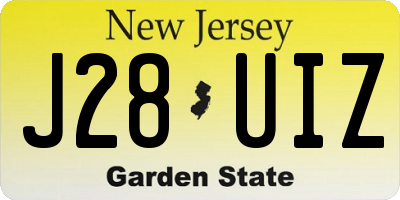 NJ license plate J28UIZ