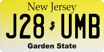 NJ license plate J28UMB