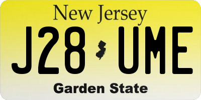 NJ license plate J28UME