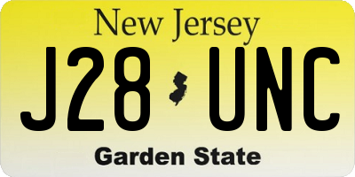 NJ license plate J28UNC