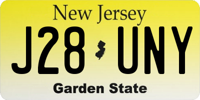 NJ license plate J28UNY