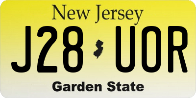 NJ license plate J28UOR
