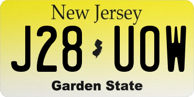 NJ license plate J28UOW
