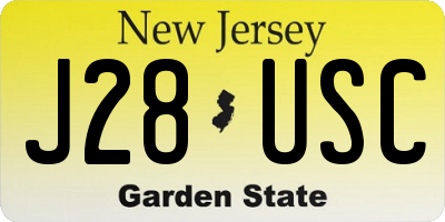NJ license plate J28USC