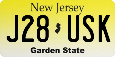 NJ license plate J28USK