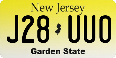 NJ license plate J28UUO