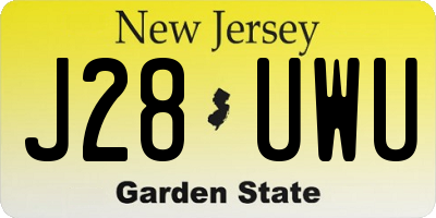 NJ license plate J28UWU