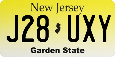 NJ license plate J28UXY