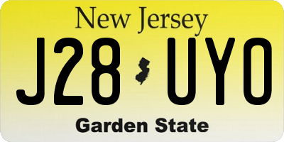NJ license plate J28UYO