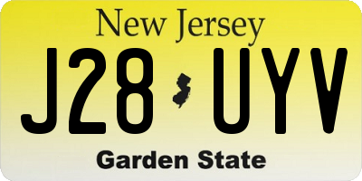 NJ license plate J28UYV