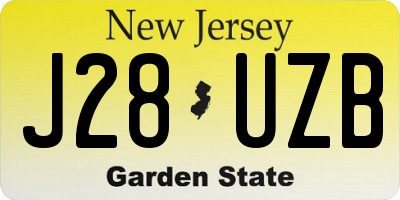 NJ license plate J28UZB