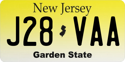 NJ license plate J28VAA