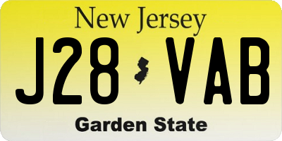 NJ license plate J28VAB