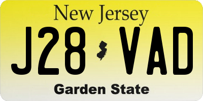 NJ license plate J28VAD