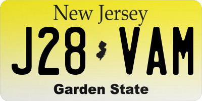 NJ license plate J28VAM