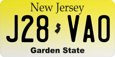NJ license plate J28VAO