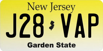 NJ license plate J28VAP