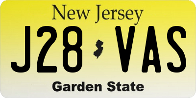 NJ license plate J28VAS