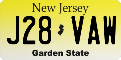 NJ license plate J28VAW