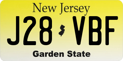 NJ license plate J28VBF