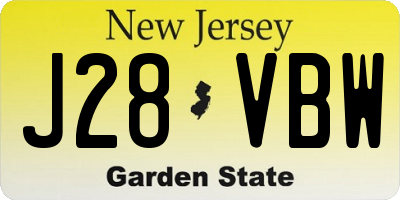 NJ license plate J28VBW