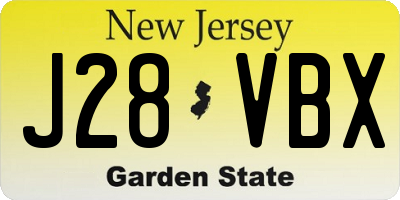 NJ license plate J28VBX
