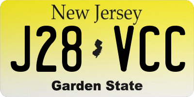 NJ license plate J28VCC
