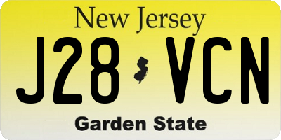 NJ license plate J28VCN