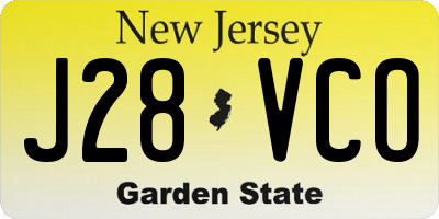 NJ license plate J28VCO