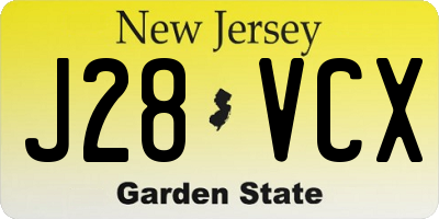 NJ license plate J28VCX