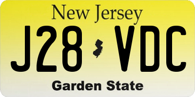 NJ license plate J28VDC