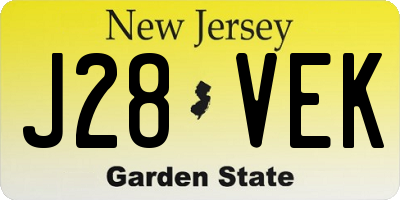 NJ license plate J28VEK