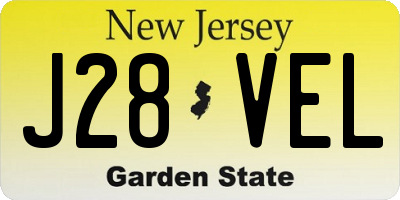 NJ license plate J28VEL
