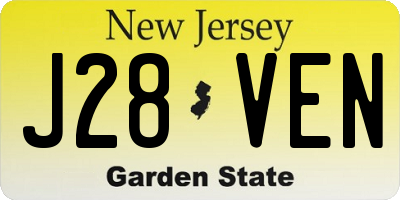 NJ license plate J28VEN