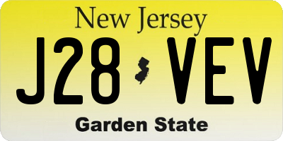 NJ license plate J28VEV