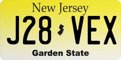NJ license plate J28VEX