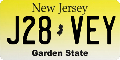 NJ license plate J28VEY