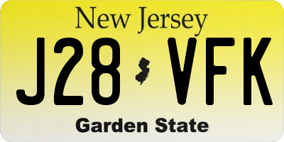 NJ license plate J28VFK
