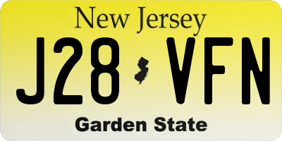 NJ license plate J28VFN