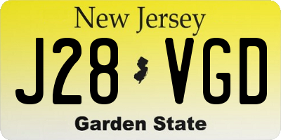 NJ license plate J28VGD