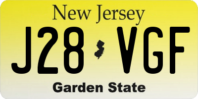 NJ license plate J28VGF