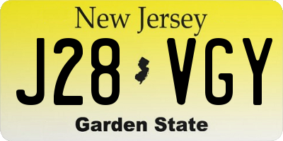 NJ license plate J28VGY