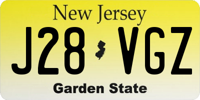 NJ license plate J28VGZ