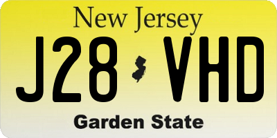 NJ license plate J28VHD