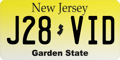 NJ license plate J28VID