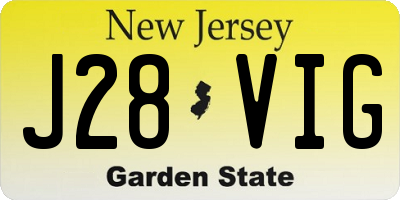 NJ license plate J28VIG